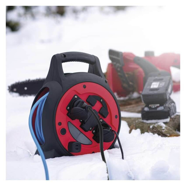 Emos Kabeltrommel wetterfest 3-fach 2xUSB-A 20m Blau P08620W