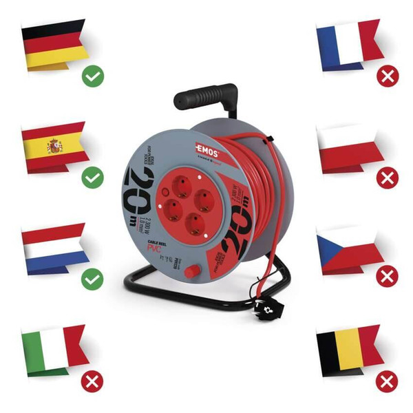 Emos Kabeltrommel 4-fach 20m 1,0mm² PVC P09220