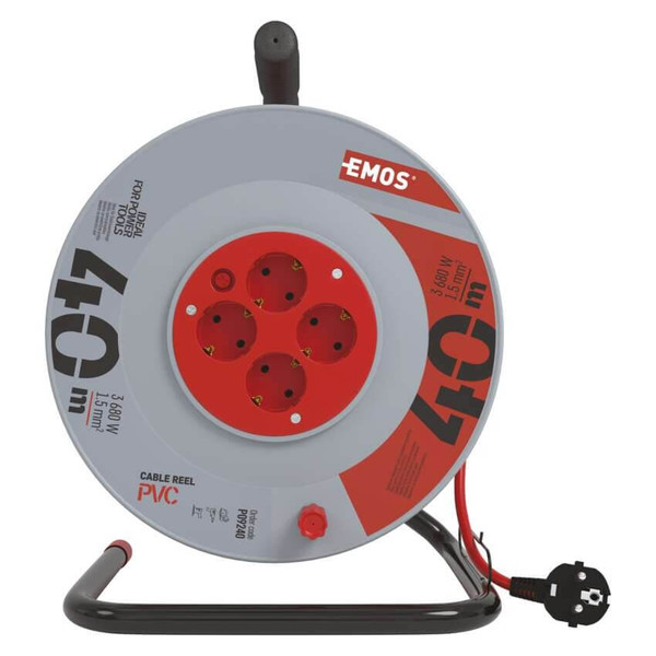 Emos Kabeltrommel 4-fach 40m 1,5mm² PVC P09240
