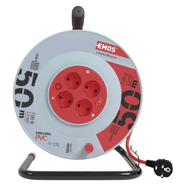 Emos Kabeltrommel 4-fach mit Schalter 50m 1,5mm² PVC P092501