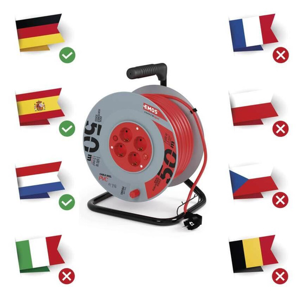 Emos Kabeltrommel 4-fach mit Schalter 50m 1,5mm² PVC P092501