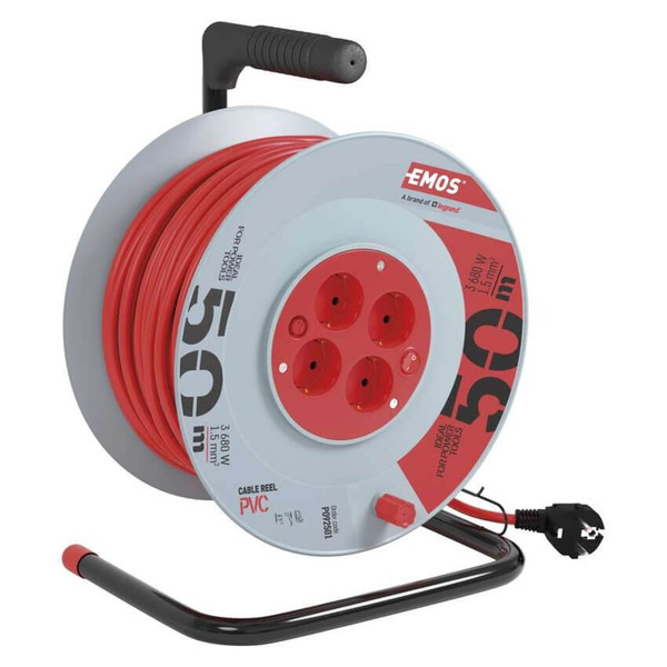 Emos Kabeltrommel 4-fach mit Schalter 50m 1,5mm² PVC P092501