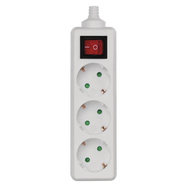Emos Steckdosenadapter 3-fach ohne Kabel mit Schalter Weiß P1320