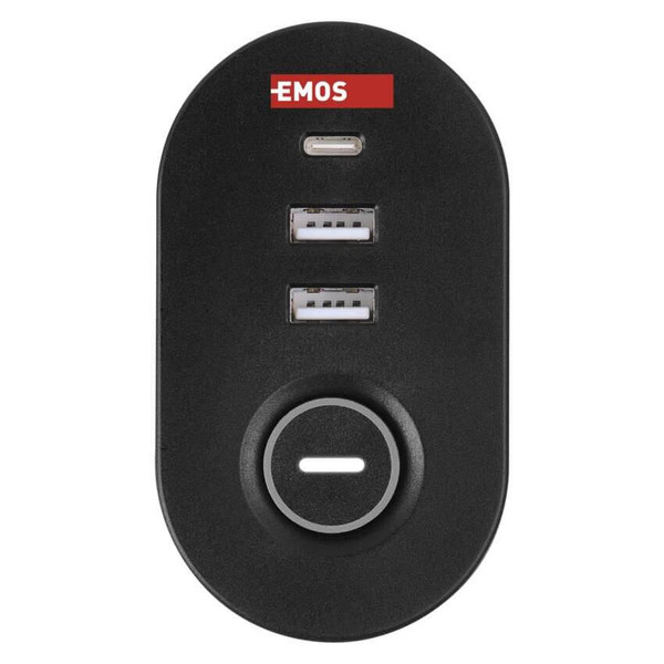 Emos Steckdosenleiste 3-fach mit Schalter Schreibtischmontage USB-C PD 1,5m Schwarz P1321PD