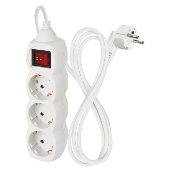 Emos Steckdosenleiste 3-fach mit Schalter 1,5m Weiß PVC P1321R