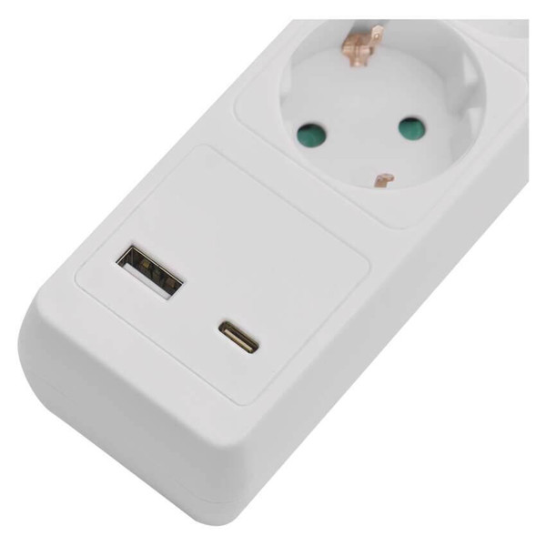 Emos Steckdosenleiste 3-fach mit Schalter USB-A+USB-C 2m Weiß P1322CU