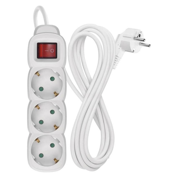 Emos Steckdosenleiste 3-fach mit Schalter 3m Weiß PVC P1323R