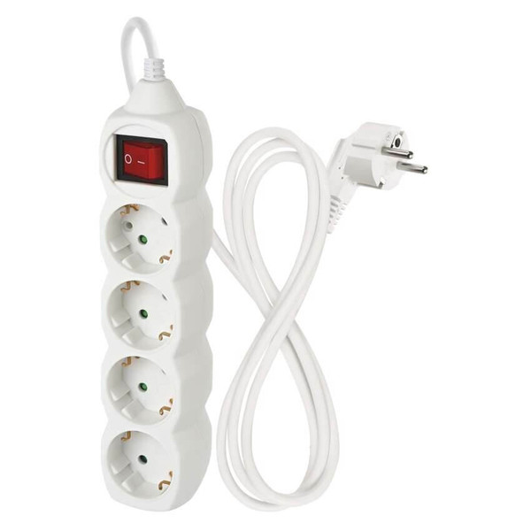 Emos Steckdosenleiste 4-fach mit Schalter 1,5m Weiß PVC P1421R
