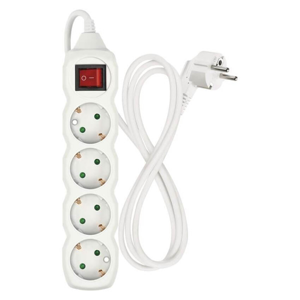 Emos Steckdosenleiste 4-fach mit Schalter 1,5m Weiß PVC P1421R
