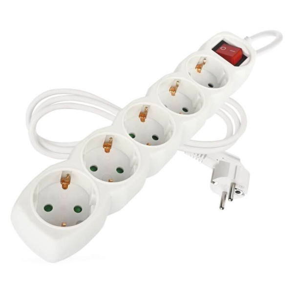Emos Steckdosenleiste 5-fach mit Schalter 1,5m Weiß PVC P1521R