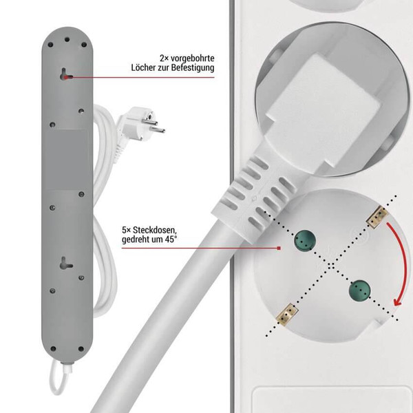 Emos Steckdosenleiste 5-fach mit Schalter USB-A+USB-C Schnellladen 3m P1523FC