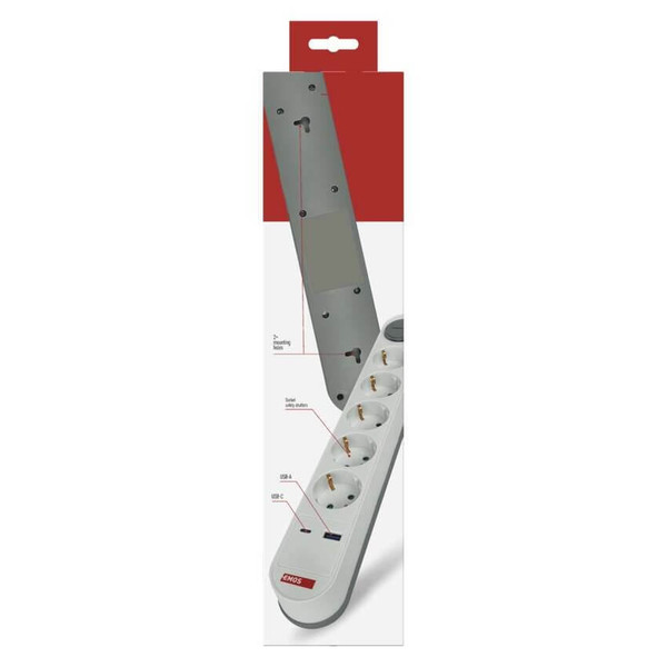 Emos Steckdosenleiste 5-fach mit Schalter USB-A+USB-C Schnellladen 3m P1523FC