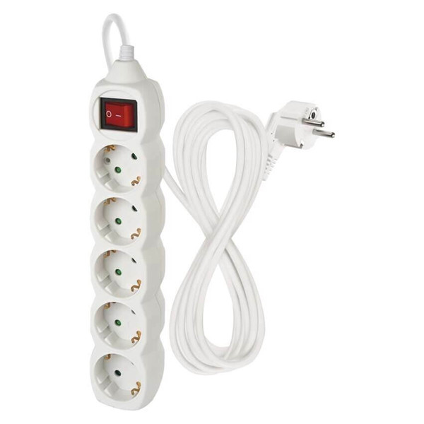 Emos Steckdosenleiste 5-fach mit Schalter 5m Weiß PVC P1525R