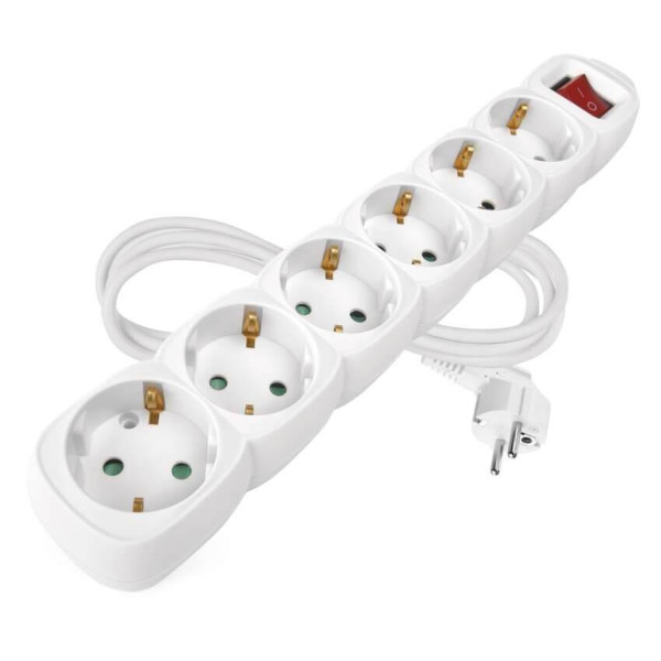 Emos Steckdosenleiste 6-fach mit Schalter 1,5m Weiß PVC P1621R
