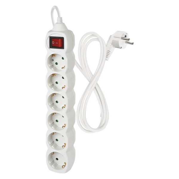 Emos Steckdosenleiste 6-fach mit Schalter 1,5m Weiß PVC P1621R