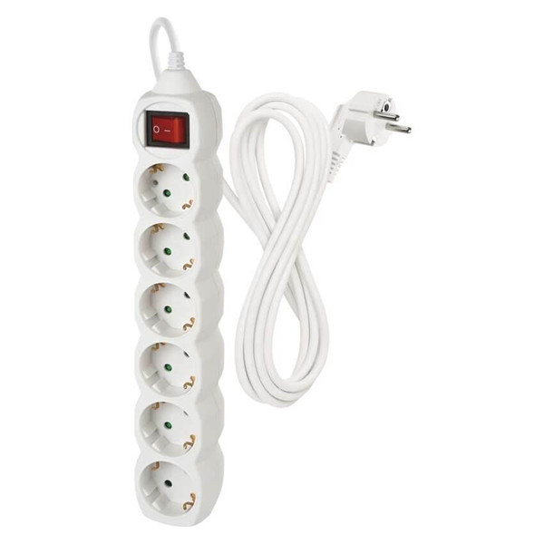 Emos Steckdosenleiste 6-fach mit Schalter 3m Weiß PVC P1623R