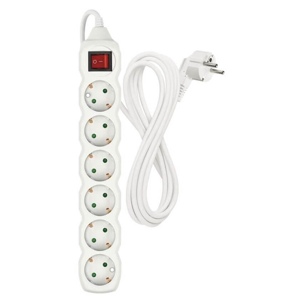 Emos Steckdosenleiste 6-fach mit Schalter 3m Weiß PVC P1623R