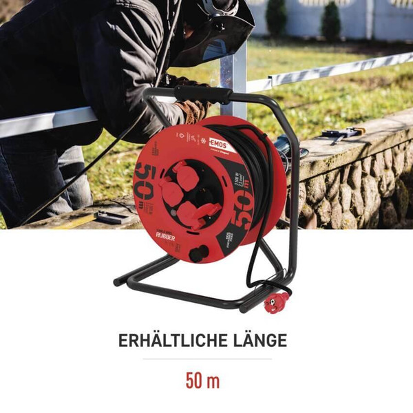 Emos Kabeltrommel 4-fach 50m 2,5mm² Gummi P19221