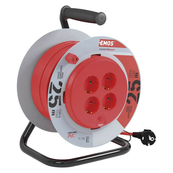 Emos Kabeltrommel mit fester Mitte 4-fach 25m PVC P19427