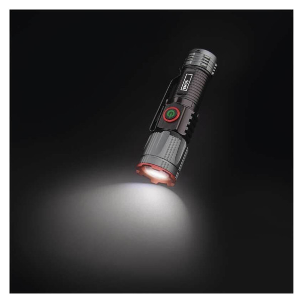 Emos LED Akku-Taschenlampe 300lm Schwarz Metallicgrau Aluminium P3120