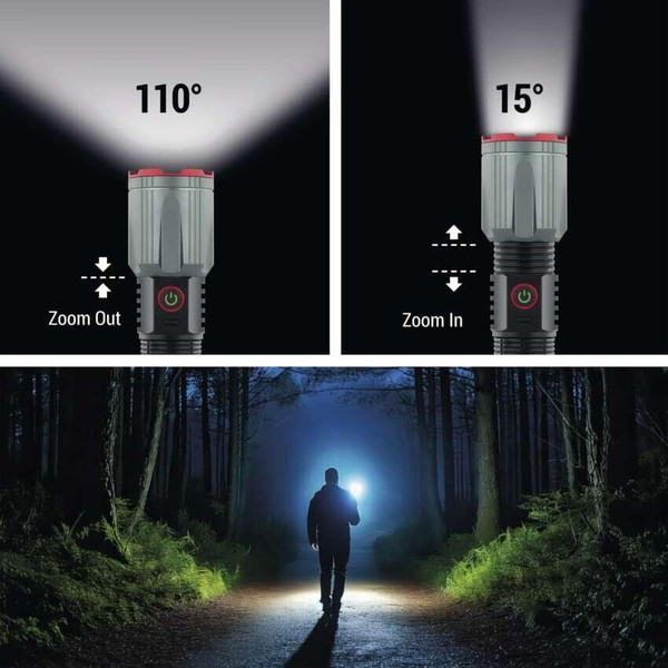 Emos LED Akku-Taschenlampe 1200lm Schwarz Metallicgrau Aluminium P3121