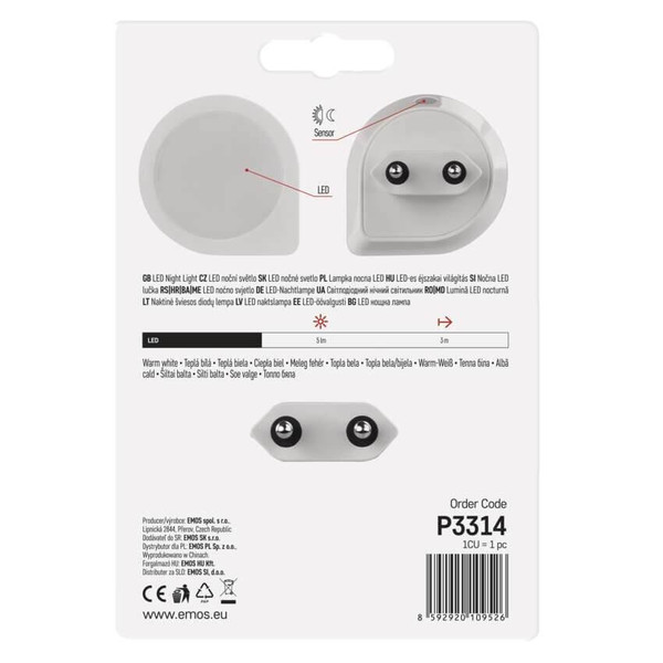 Emos LED Nachtlicht 0,2W warmweiss Bewegungsmelder P3314