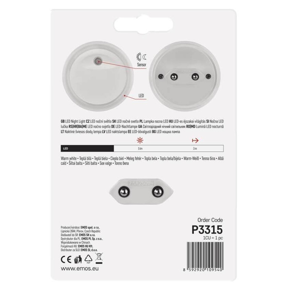 Emos LED Nachtlicht 0,3W warmweiss Bewegungsmelder P3315