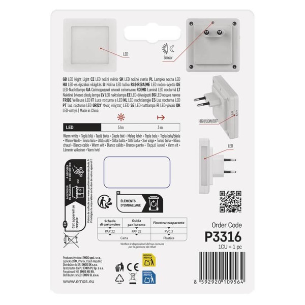 Emos LED Nachtlicht 0,4W warmweiss Bewegungsmelder P3316