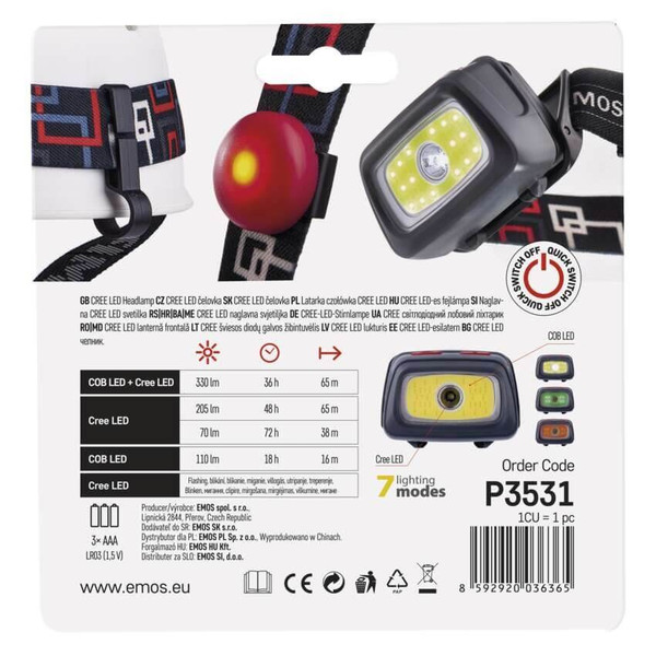 Emos LED Stirnlampe 330lm Grau P3531