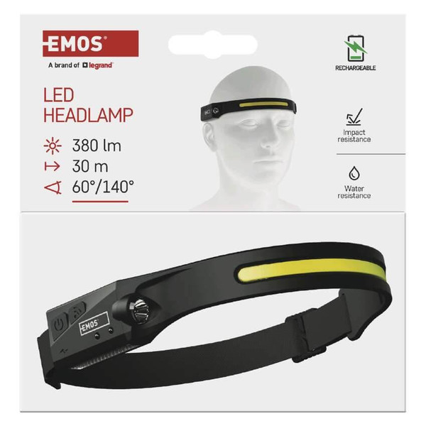 Emos LED Stirnlampe 380lm Akku Schwarz P3541