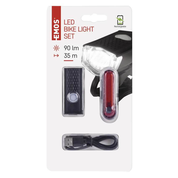 Emos LED Fahrradlicht 90lm Akku Schwarz P3923