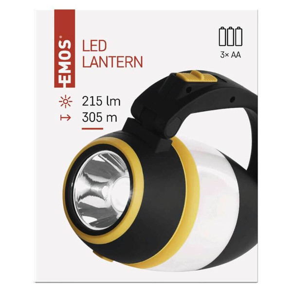 Emos LED Campinglaterne 215lm Schwarz-gelb P4008