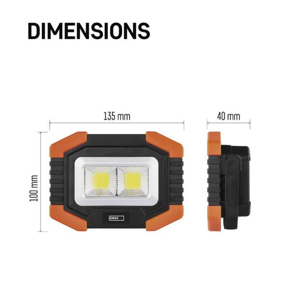 Emos LED Arbeitsleuchte 350lm Schwarz-orange 13,5x10cm P4112