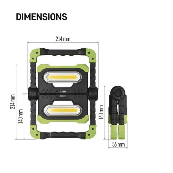 Emos LED Arbeitsleuchte 2000lm Akku Schwarz-grün 21x14cm P4536