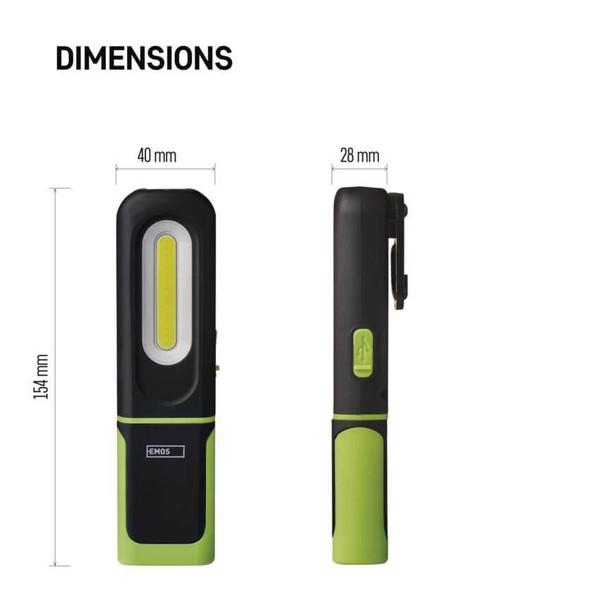 Emos LED Arbeitsleuchte 330lm Akku Grün-schwarz P4537