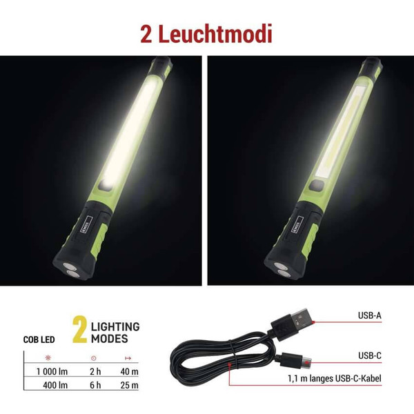 Emos LED Arbeitsleuchte 1000lm Akku Grün-schwarz P4545