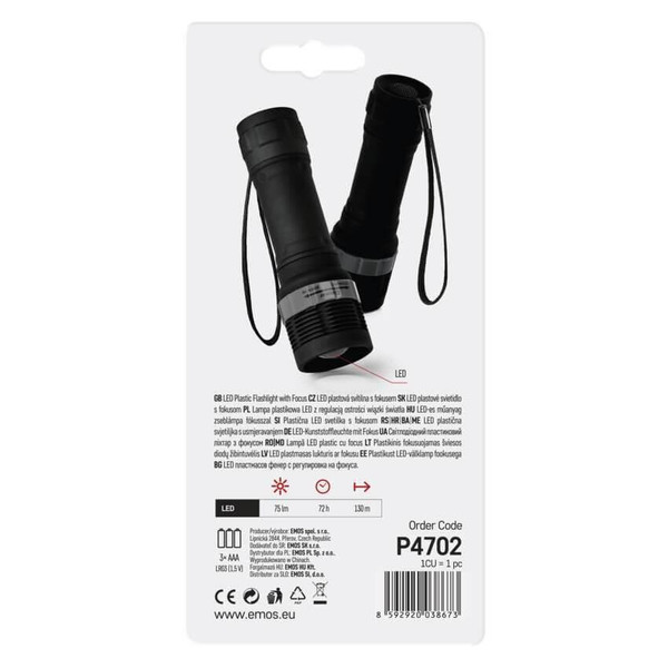 Emos LED Taschenlampe 75lm Schwarz-grau P4702