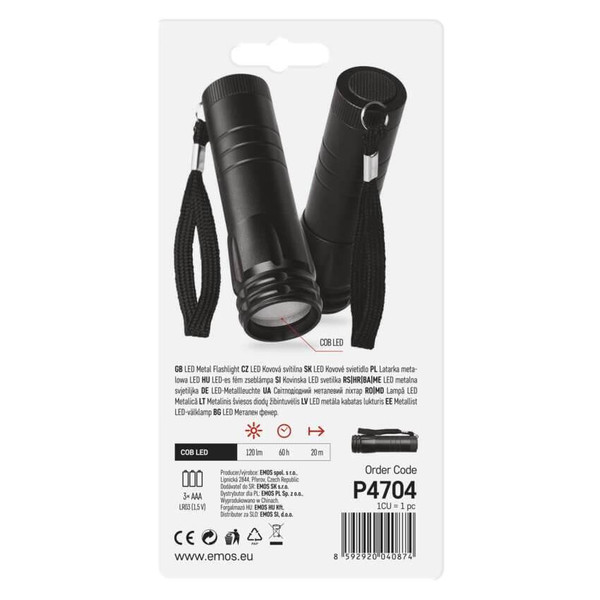 Emos LED Taschenlampe 120lm Schwarz Aluminium P4704