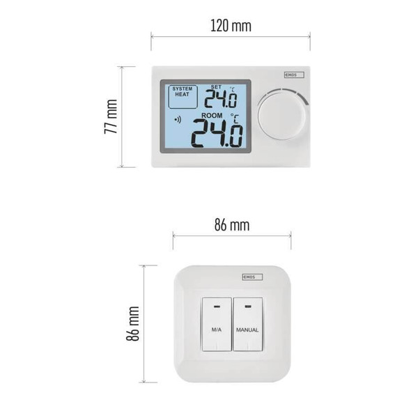 Emos Raumthermostat manuell kabellos 5-35°C feste Hysterese P5614
