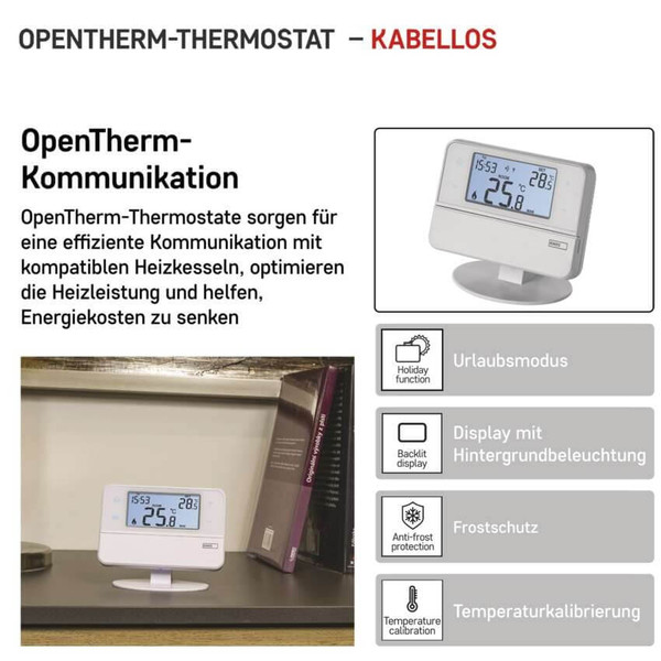 Emos Raumthermostat OpenTherm programmierbar kabellos 5-35°C P5616OT