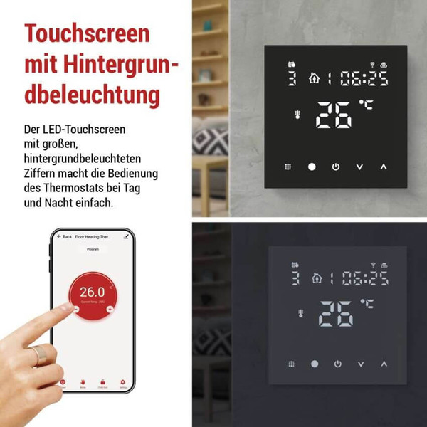 Emos Fußbodenheizungs-Thermostat GoSmart Fußbodenheizung Unterputz WiFi mit Batteriepufferung P56201BUF
