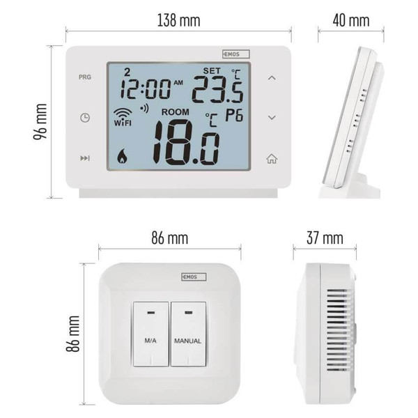 Emos Raumthermostat GoSmart WiFi programmierbar kabellos 5-35°C P56211