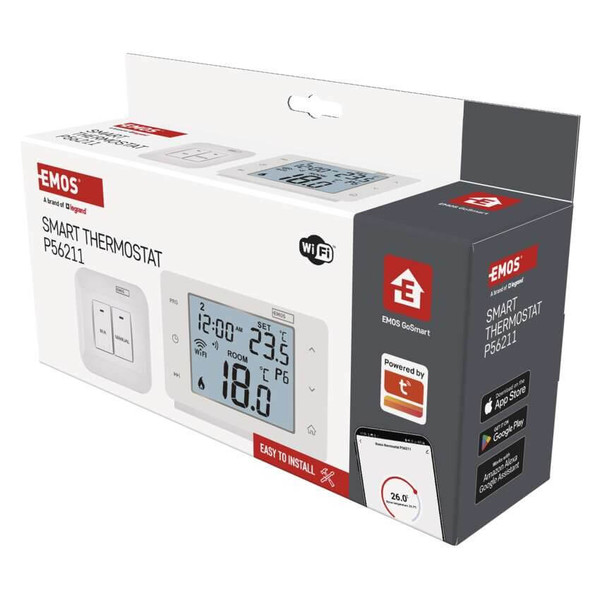 Emos Raumthermostat GoSmart WiFi programmierbar kabellos 5-35°C P56211