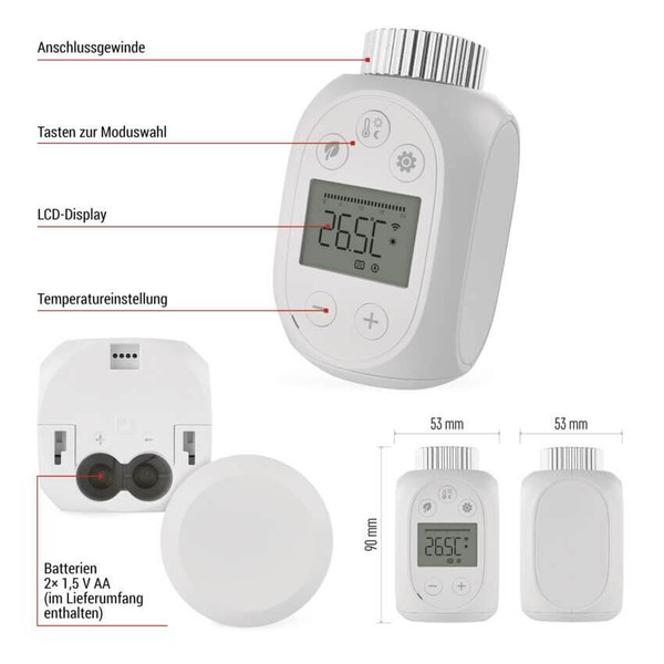 Emos Heizkörperthermostat GoSmart ZigBee 5-30°C mit Frostschutz P5631S