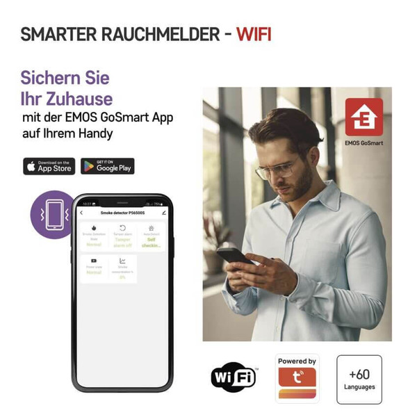 Emos Rauchmelder GoSmart TS380C-HW WiFi 2x AA P56500S