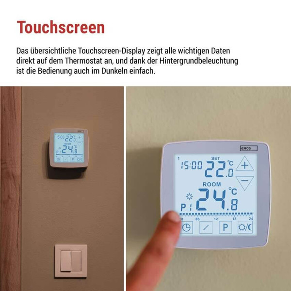 Emos Raumthermostat OpenTherm programmierbar verkabelt 7-30°C P56A02