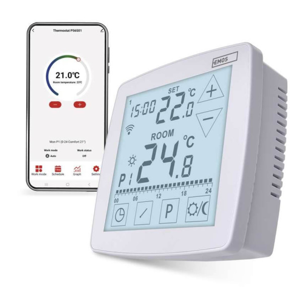 Emos Raumthermostat GoSmart WiFi programmierbar verkabelt 7-30°C P56S01