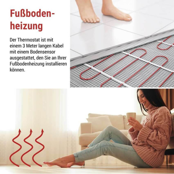 Emos Fußbodenheizungs-Thermostat GoSmart Fußbodenheizung WiFi programmierbar verkabelt P56S01F