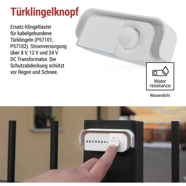 Emos Klingeltaster verdrahtet kompatibel mit P57101 P57102 IP44 P57000T