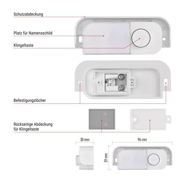 Emos Klingeltaster verdrahtet kompatibel mit P57101 P57102 IP44 P57000T